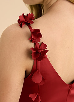 Azazie Gumdrop Junior 엠파이어 주름진 스트레치 새틴 플로어 길이 주니어 신부 들러리 드레스 image8