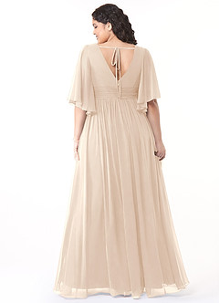 Azazie Temeka Bridesmaid Dresses White Alabaster A-Line Ruched Chiffon Dress image8