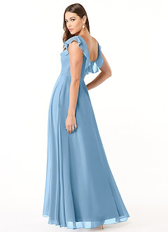 Azazie Jinny Bridesmaid Dresses Steel Blue A-Line Square Neckline Ruched Chiffon Dress image7
