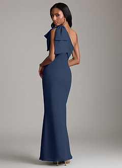 Azazie Yuanna Bridesmaid Dresses Dark Navy Mermaid One Shoulder Chiffon Dress image2