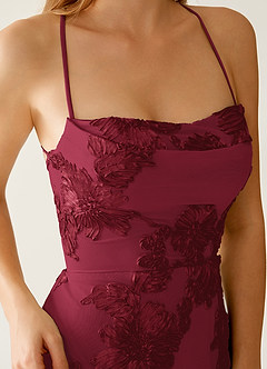 Lysandra Burgundy Stretch 3D Flowers Corset Mini Dress image2