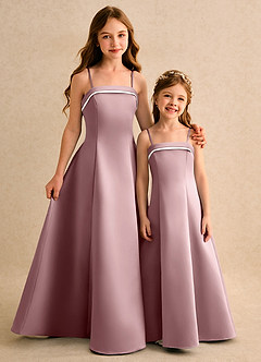 Azazie Izel Junior Formal Flower Girl Klänningar Klä A-Line i Matt satäng Plisserad image2
