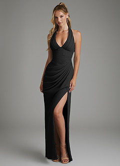 Azazie Tina Bridesmaid Dresses Black Mermaid Corset Chiffon Dress image4