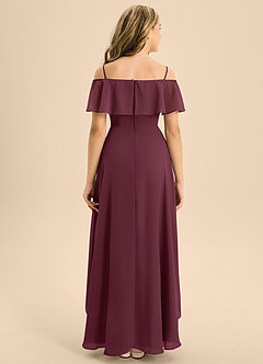 Azazie Maggie Junior Cabernet A-Line Off the Shoulder Chiffon Dress image2