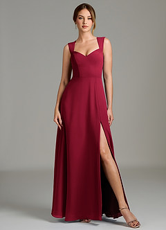 Azazie Gwendolyn Bridesmaid Dresses Burgundy A-Line Sweetheart Neckline Chiffon Dress image5