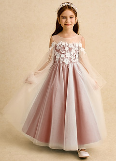 Azazie Zimi vestidos de niña de las flores Vestido de Mai Tai de Tul de Princesa con Escote de Corazón image7