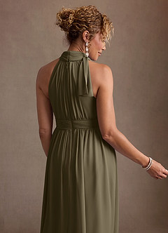 Azazie Antoinette Mother of the Bride Dresses Willow Green A-Line Pleated Chiffon Dress image7
