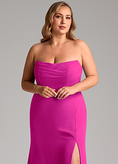 Azazie Saige Vestidos de damas de honor Vestido de Fucsia de Gasa de Corte en A Convertible con Vestidos sin tirantes image11