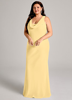 Azazie Rylina Bridesmaid Dresses Butter Mermaid Pleated Chiffon Dress image9