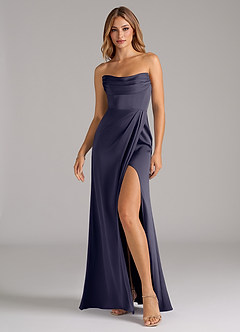 Azazie Johana Bridesmaid Dresses Stormy Mermaid Off the Shoulder Stretch Satin Convertible Dress image6