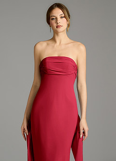 Azazie Ailanie Jurken voor bruidsmeisjes Jurk van Chiffon met Zeemeermin Strapless Scharlaken image5