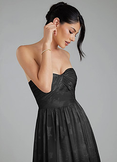 Azazie Helena Bridesmaid Dresses Black A-Line Strapless Floral Jacquard Burnout Convertible Dress image9