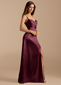 Azazie Erma Brautjungfernkleider A-Linie Seitliche Cut-Outs Metallischer Satin Kleid Cabernetrot image6