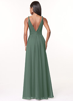Azazie Maren Bridesmaid Dresses Eucalyptus A-Line Pleated Chiffon Dress image2