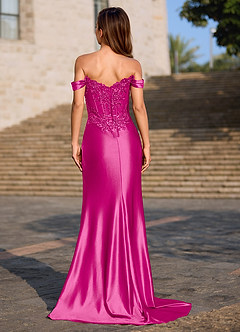 Opulence Magenta Floral Corset Prom Dress image2
