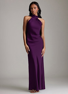 Azazie Cassiana Robes de demoiselle d'honneur Robe Sirène en Satin extensible Plissée Grain De Raisin image1