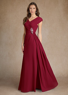 Azazie Bronson Mother of the Bride Dresses Burgundy A-Line Pleated Chiffon Dress image2
