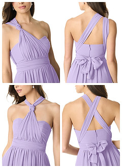 Azazie Olani Bridesmaid Dresses Lilac A-Line Off the Shoulder Chiffon Convertible Dress image7
