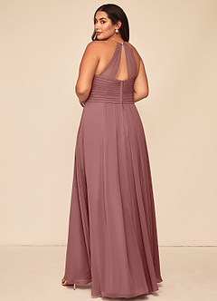 Azazie Ginger Bridesmaid Dresses Desert Rose A-Line Halter Pleated Chiffon Dress image11