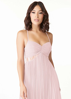 Azazie Devyn Brautjungfernkleider A-Linie Korsett Chiffon Kleid Zartrosa image5