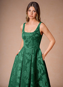 Alba Dark Green Pleated Midi Dress image6