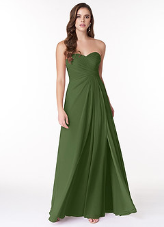 Azazie Arabella Allure Bridesmaid Dresses Olive A-Line Sweetheart Neckline Chiffon Convertible Dress image4