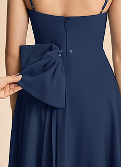 Azazie Bear Junior Dark Navy A-Line Pleated Chiffon Dress image8