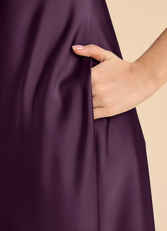 Azazie Sissy Junior Abito A-Line in Raso Elasticizzato a Spalla Scoperta Prugna image7