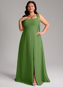 Azazie Debra Bridesmaid Dresses Basil A-Line with Pockets Chiffon Convertible Dress image10