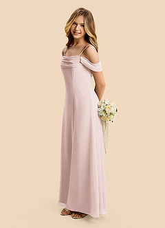 Azazie Lilly Junior Blushing Pink A-Line Pleated Chiffon Dress image3
