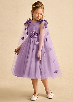 Azazie Staria Flower Girl Dresses Wisteria Ball-Gown Ruched Tulle Dress image5