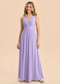 Azazie Kora Junior Lilac A-Line Pleated Chiffon Dress image5