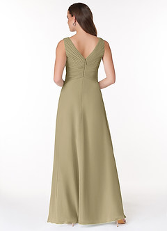 Azazie Flora Bridesmaid Dresses Moss Green A-Line Pleated Chiffon Dress image2