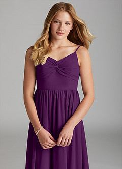Azazie Zeya Junior Grape A-Line Chiffon Dress image6