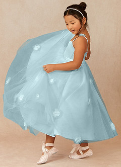 Azazie Doe Vendita Finale Abito A-Line in Tulle Pizzo Nebbia image3