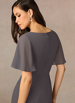 Azazie Rain Mother of the Bride Dresses Steel Grey Sheath Beaded Chiffon Dress image5
