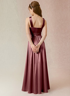 Azazie Jiya Junior Robe Trapèze en Satiné métallisé Plissée Mauve Vintage image2