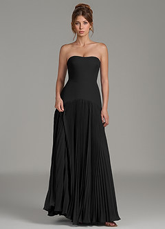 Azazie Yuliana Bridesmaid Dresses Black A-Line Strapless Chiffon Dress image6