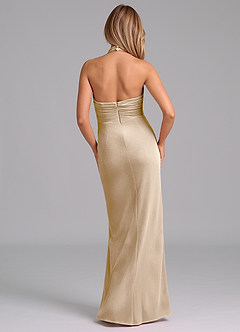 Azazie Jemma Robes de demoiselle d'honneur Robe Fourreau en velours Plissée Champagne image7