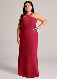 Azazie Doretta Bridesmaid Dresses Scarlet Mermaid Pleated Chiffon Dress image8