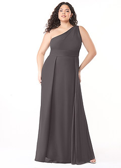 Azazie Dallas Bridesmaid Dresses Steel Grey A-Line One Shoulder Chiffon Dress image6