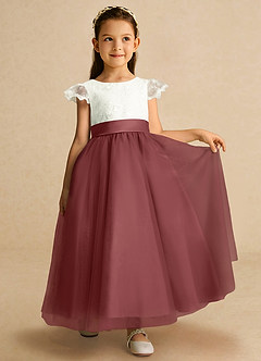 Azazie Pookie Flower Girl Dresses Amethyst A-Line Lace Tulle Dress image4
