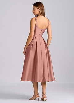 Azazie Amalie Bridesmaid Dresses Rosette A-Line Pleated Stretch Satin Dress image5