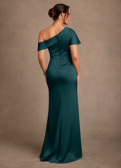 Azazie Rutha Mother of the Bride Dresses Pine Sheath One Shoulder Stretch Satin Dress image2