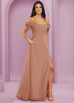 Barbie ♥ Azazie Bridesmaid Dresses Champagne Rose A-Line Off the Shoulder Chiffon Convertible Dress image4