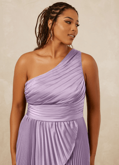 Christian Siriano Bridal for Azazie 1008 Bridesmaid Dresses Frosted Lilac A-Line One Shoulder Stretch Satin Dress image12