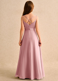 Azazie Umina Girls Formal Flower Girl Dresses Dusty Rose A-Line Pleated Matte Satin Dress image2