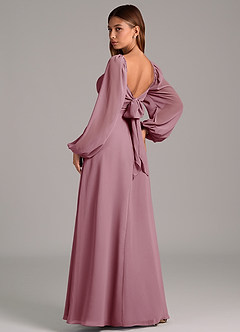 Azazie Annistyn Bridesmaid Dresses Vintage Mauve A-Line Long Sleeve Chiffon Dress image2