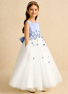 Azazie Eleni Sukienki dla dziewczynek sypiących kwiaty Suknia balowa Ukłon Tiul Długość kostki Sukienka image3