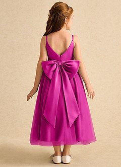 Azazie Patootie vestidos de niña de las flores Vestido de Fucsia de Tul de Corte En A con Tirante Espagueti image5